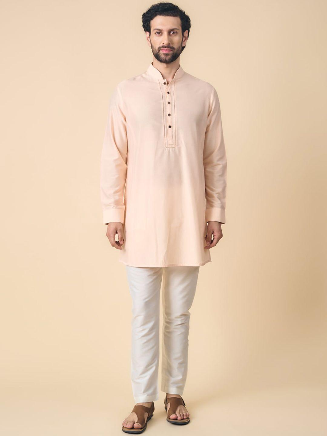 tasva men mandarin collar cotton kurta