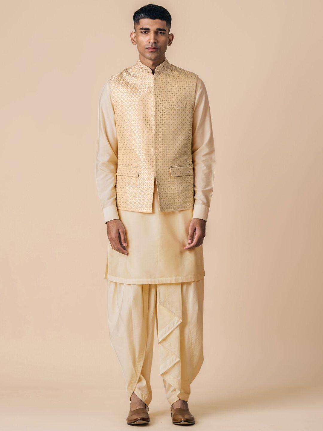 tasva straight kurta with dhoti pants & nehru jacket