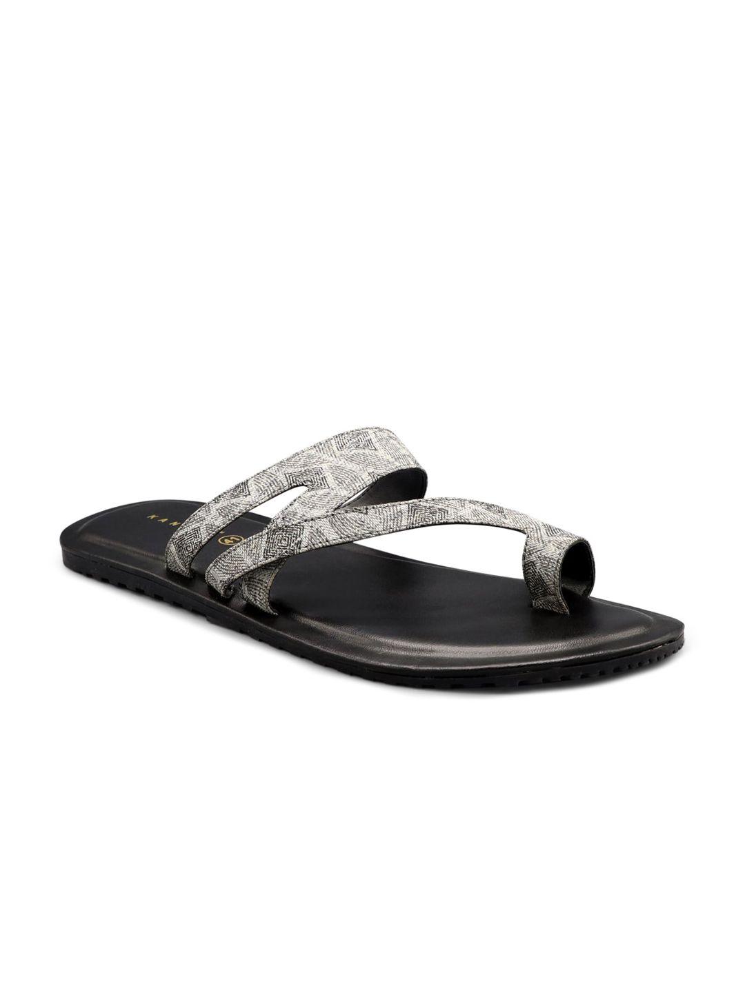 kanvas men textured no back strap one toe flats