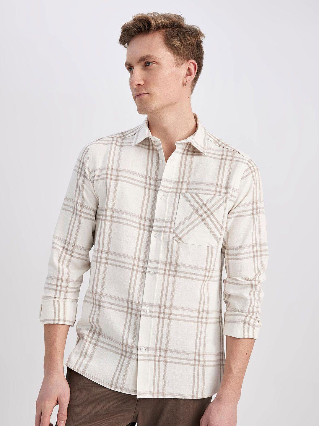 defacto men checked casual cotton shirt