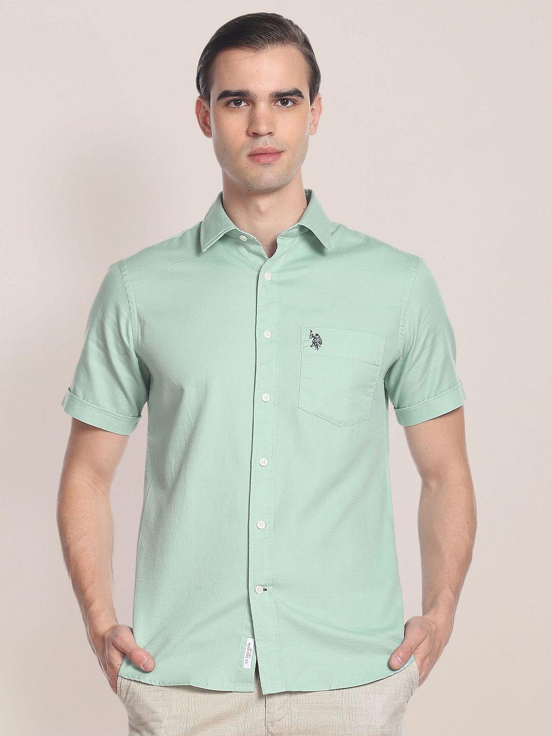 u.s. polo assn. short sleeves patch pocket casual cotton shirt