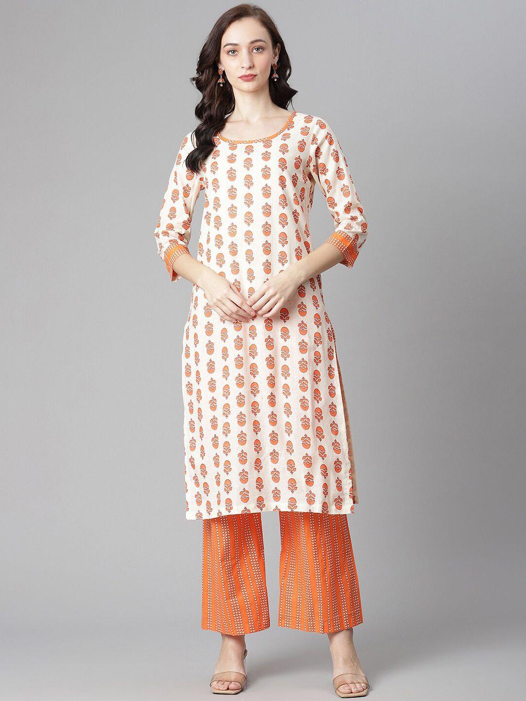 poshak hub floral printed pure cotton kurta with palazzos