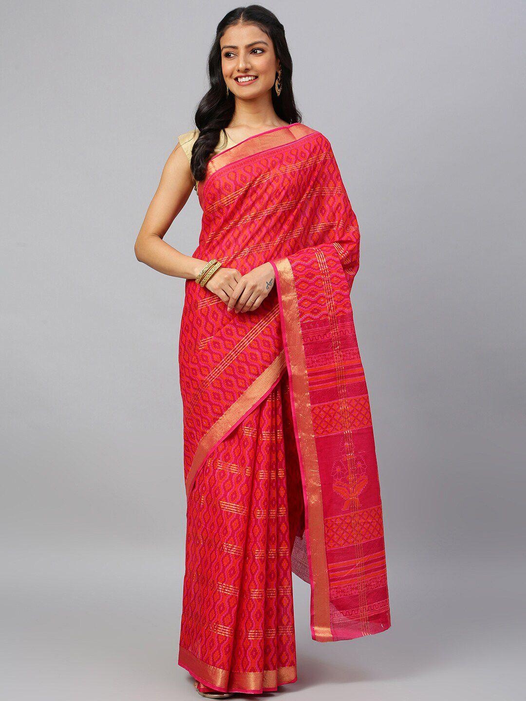 ratan geometric printed pure cotton patola saree