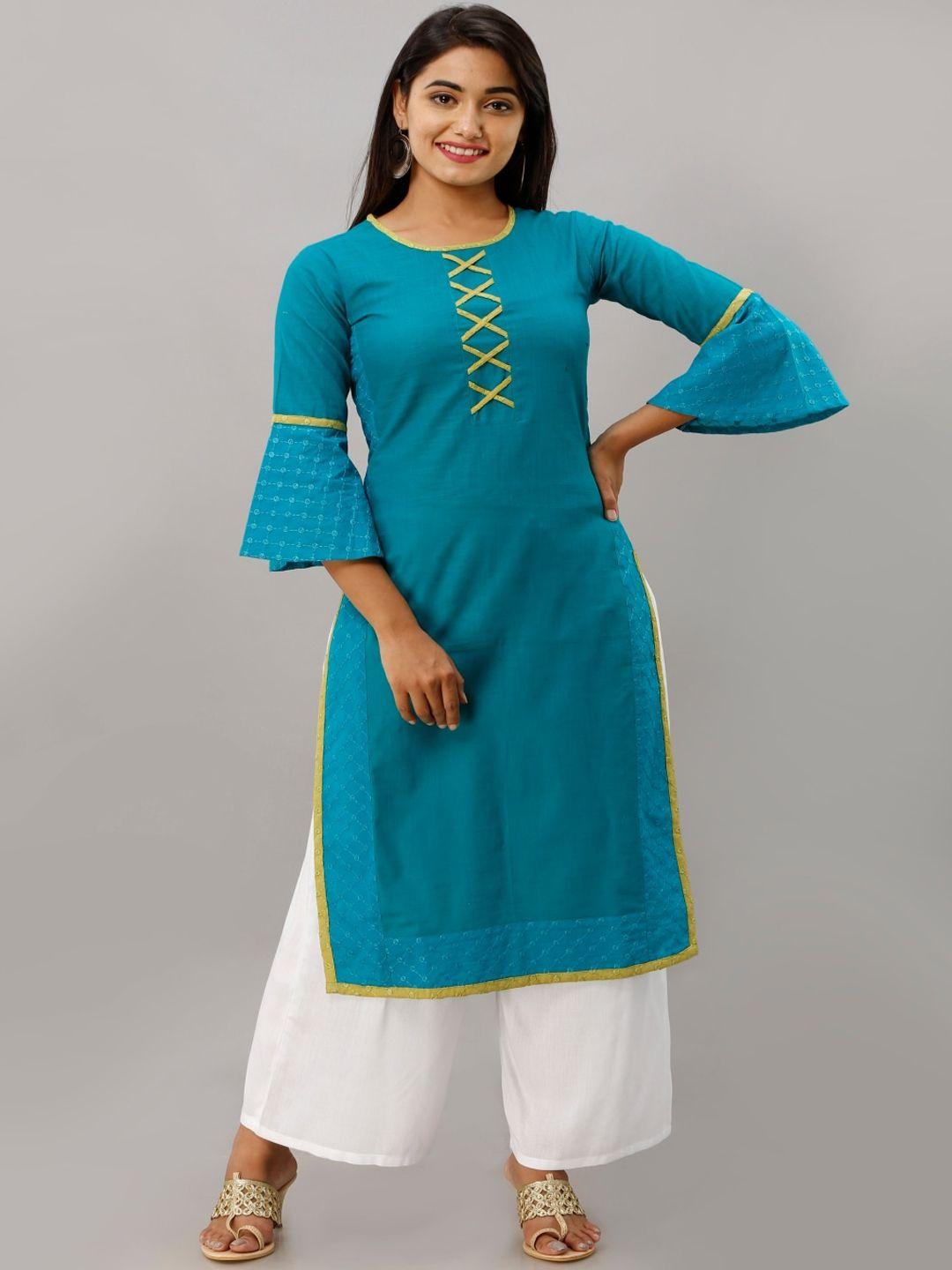 kalini bell sleeves pure cotton kurta