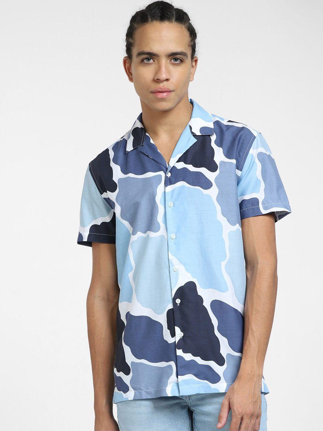 jack & jones abstract printed cotton casual shirt