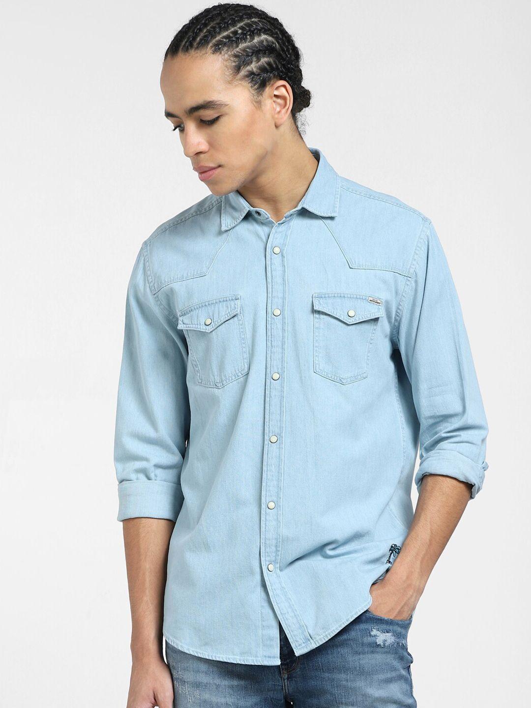 jack & jones men blue casual shirt