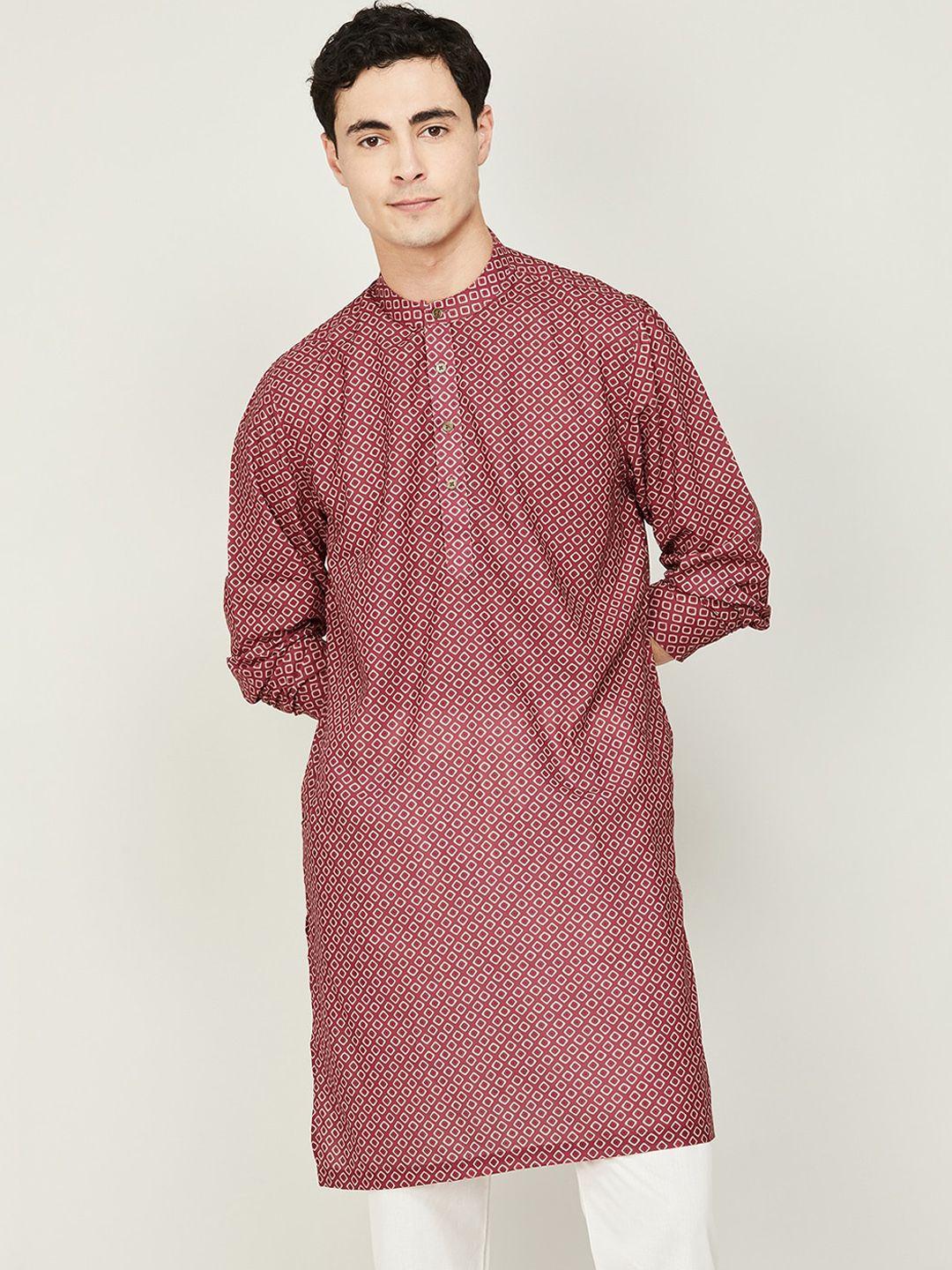 melange by lifestyle geometric printed cotton kurta