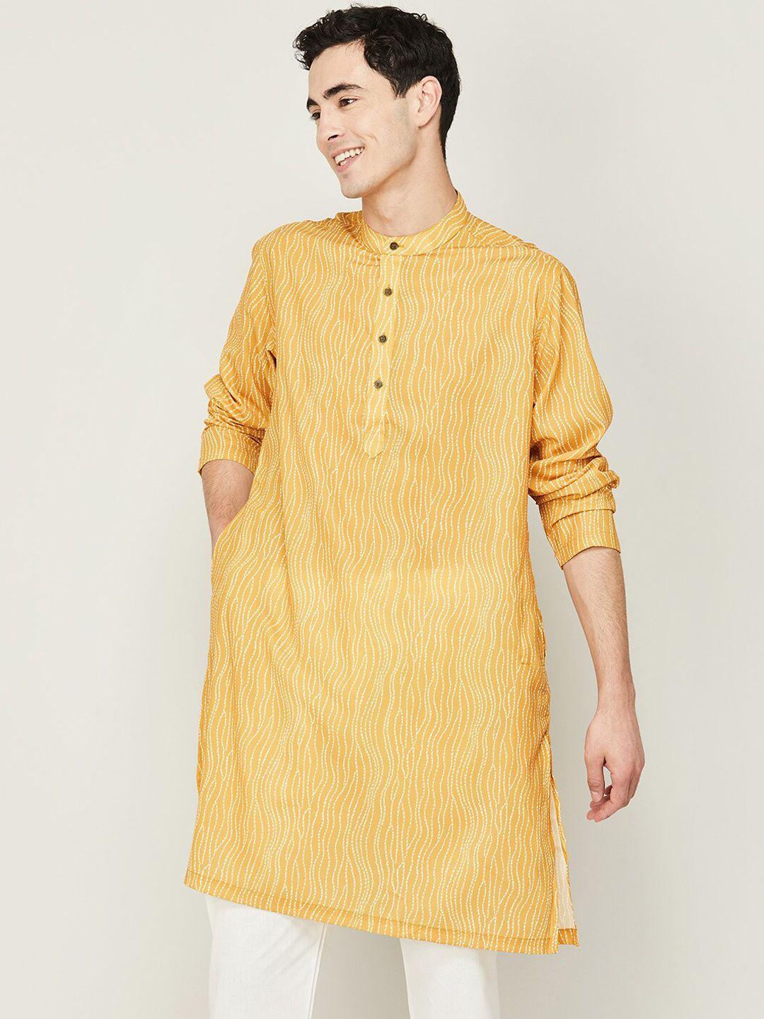 melange by lifestyle abstract printed work cotton kurta