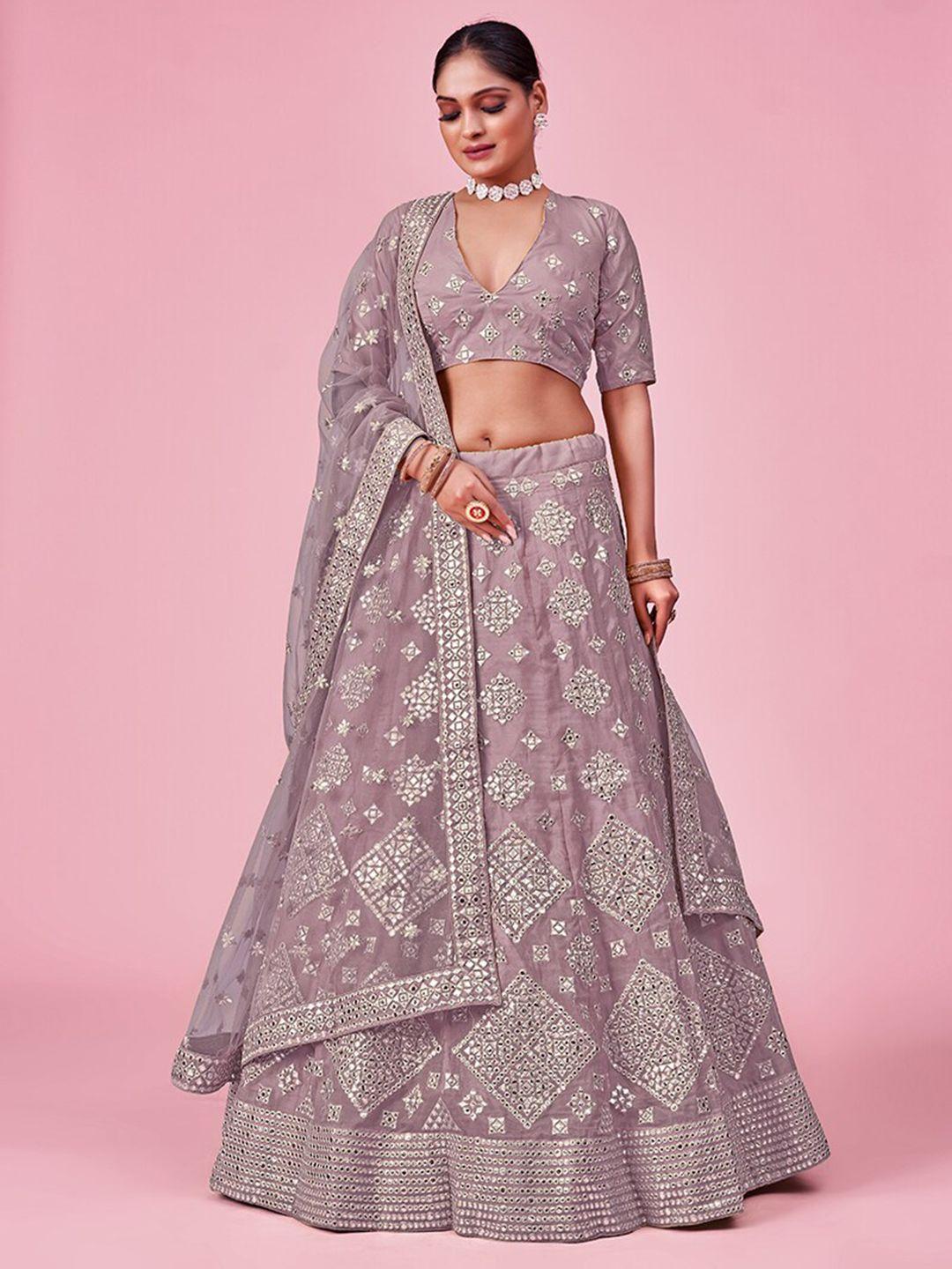 fusionic embroidered semi-stitched lehenga & unstitched blouse with dupatta