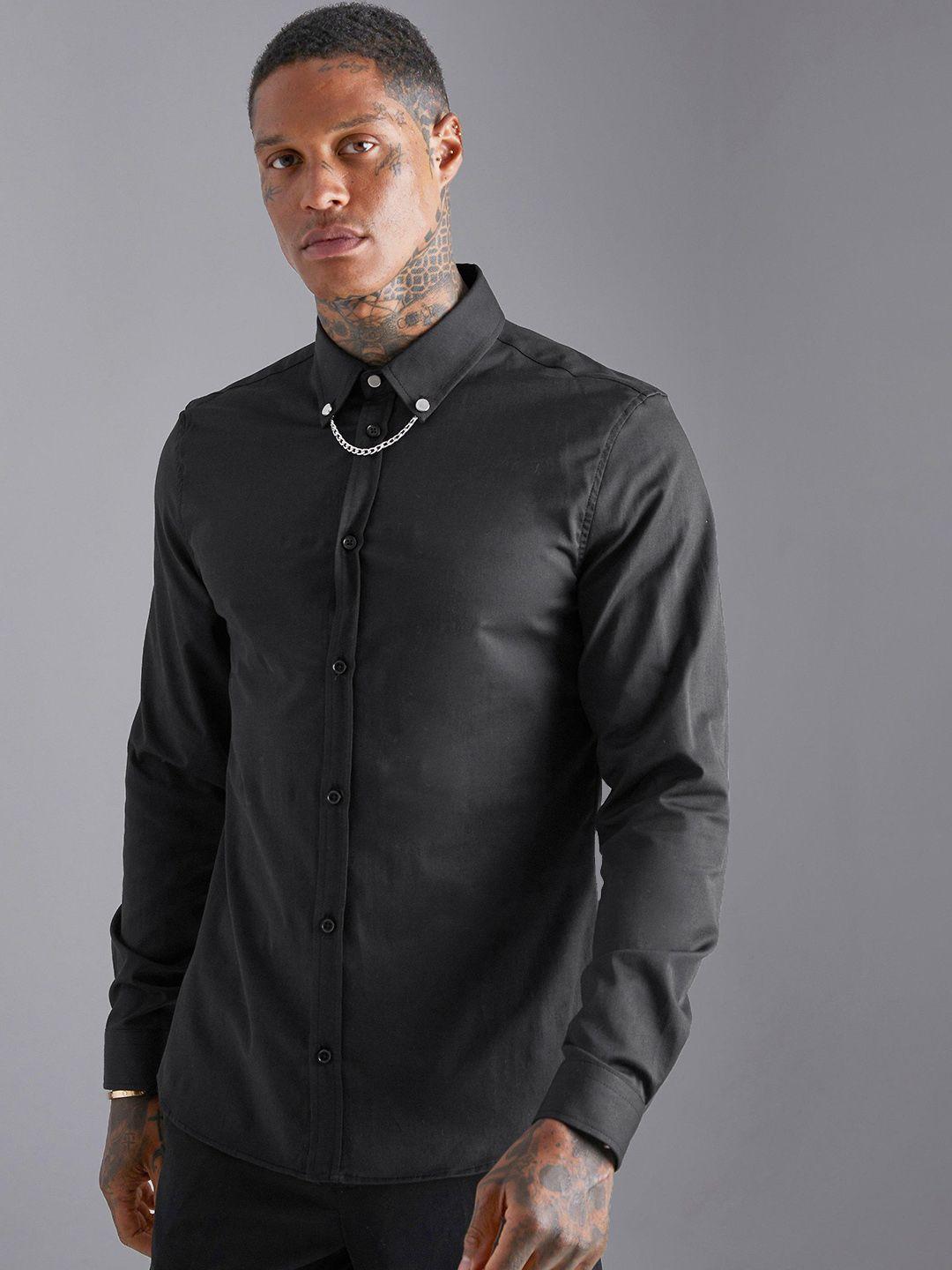 boohooman slim fit chain collar shirt