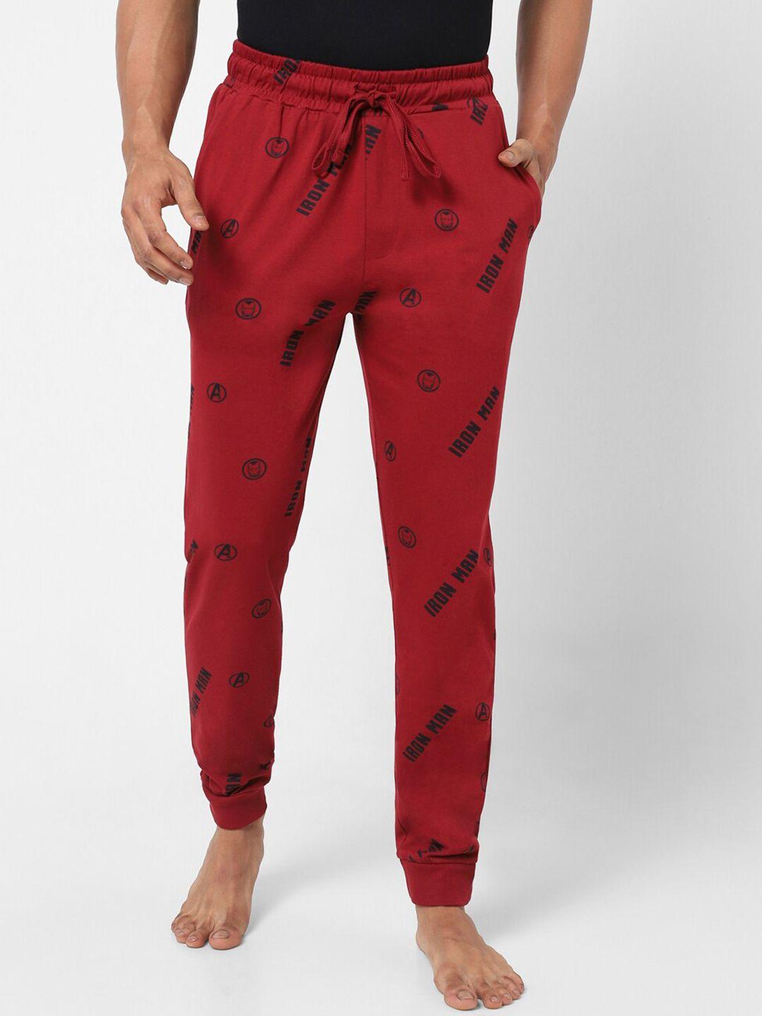 ajile by pantaloons men printed cotton mid-rise joggers