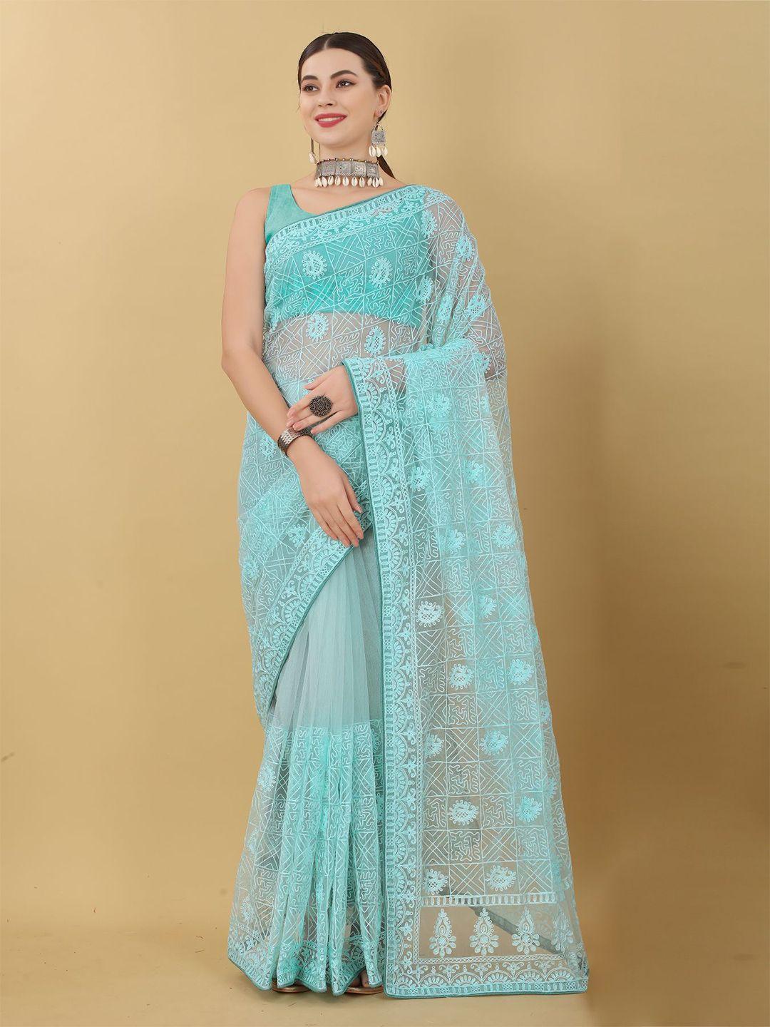 vairagee floral embroidered net saree