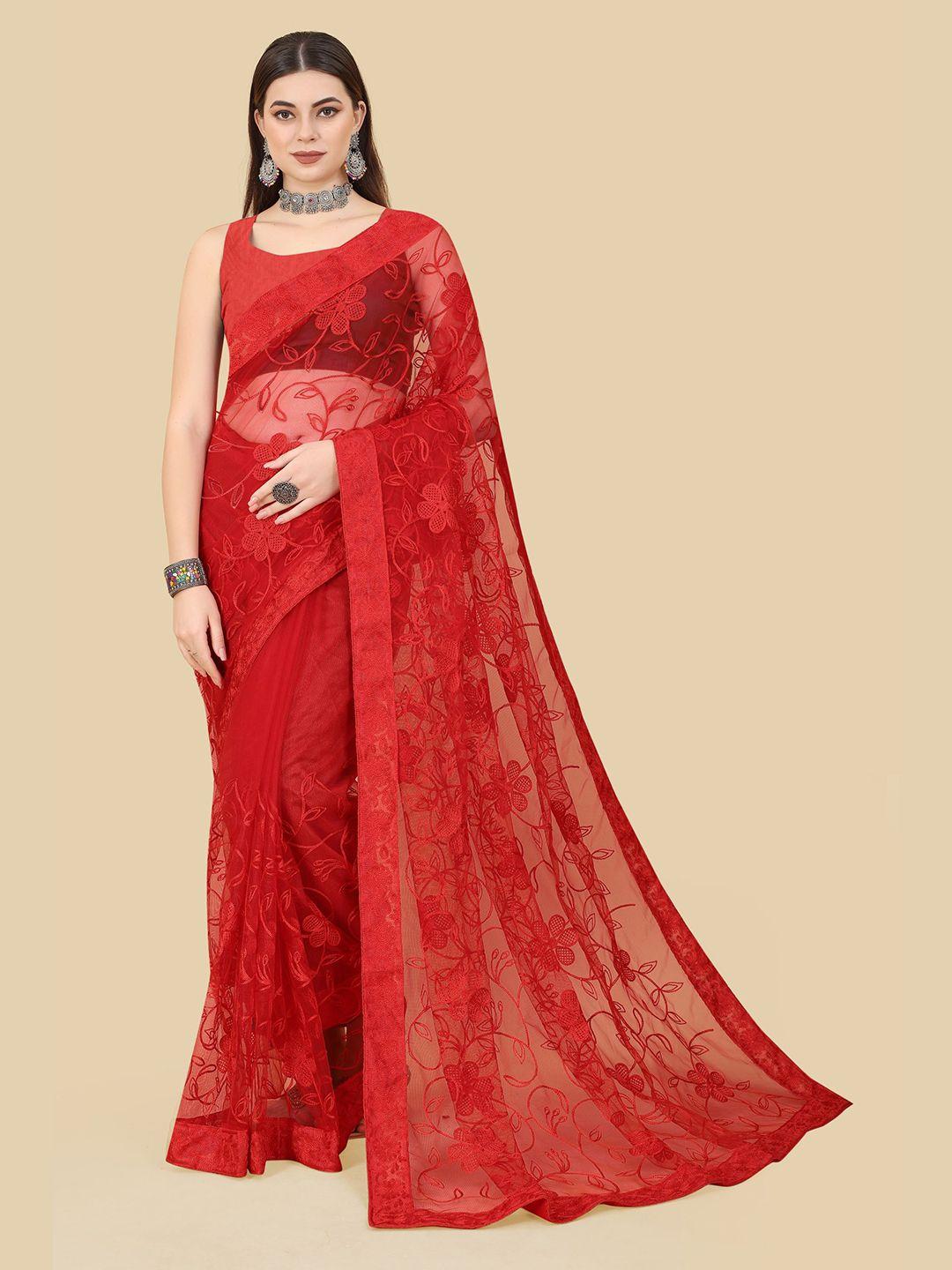 vairagee floral embroidered net saree