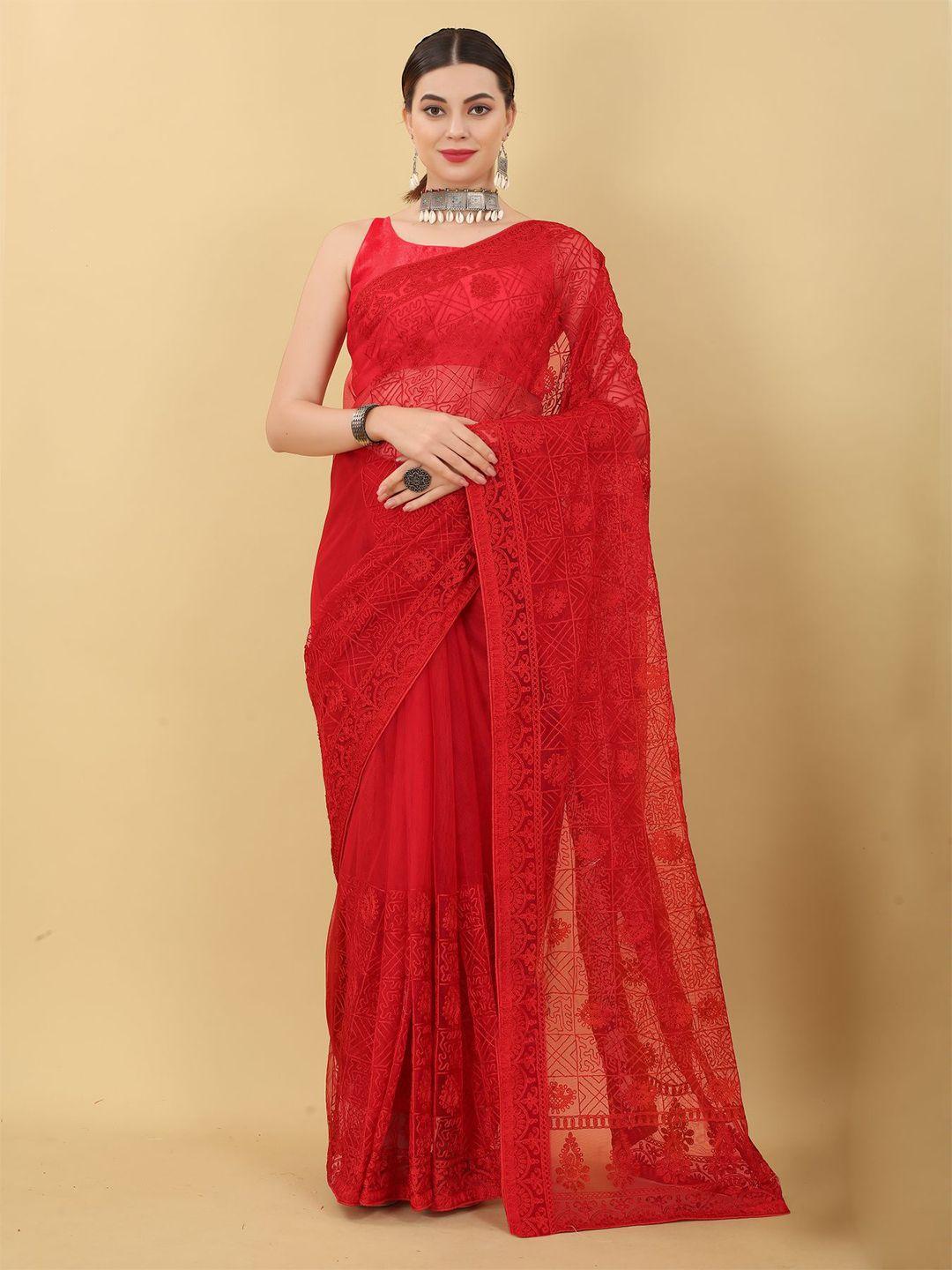 vairagee paisley embroidered net saree