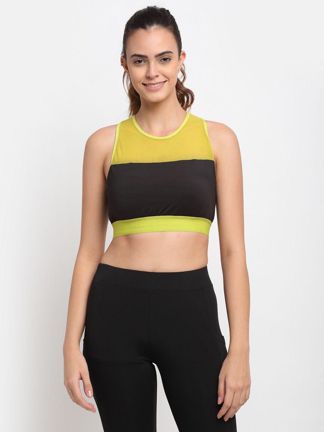 erotissch colourblocked full coverage workout sports bra