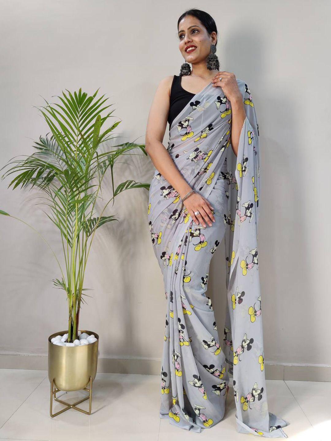 besucher mickey printed pure georgette saree