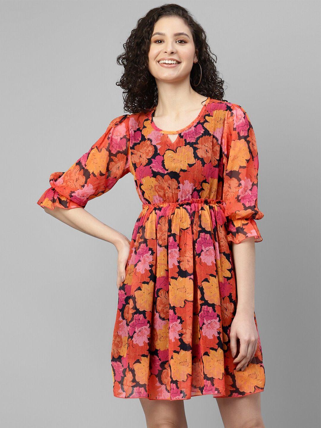 deebaco floral printed georgette dress