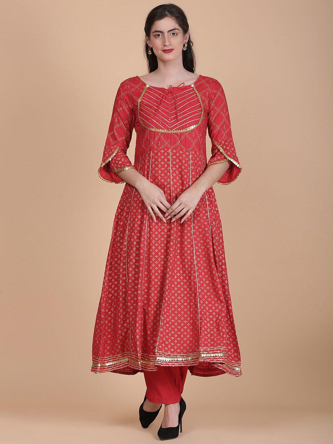 toulin women floral printed tie-up neck kurta with palazzos & dupatta