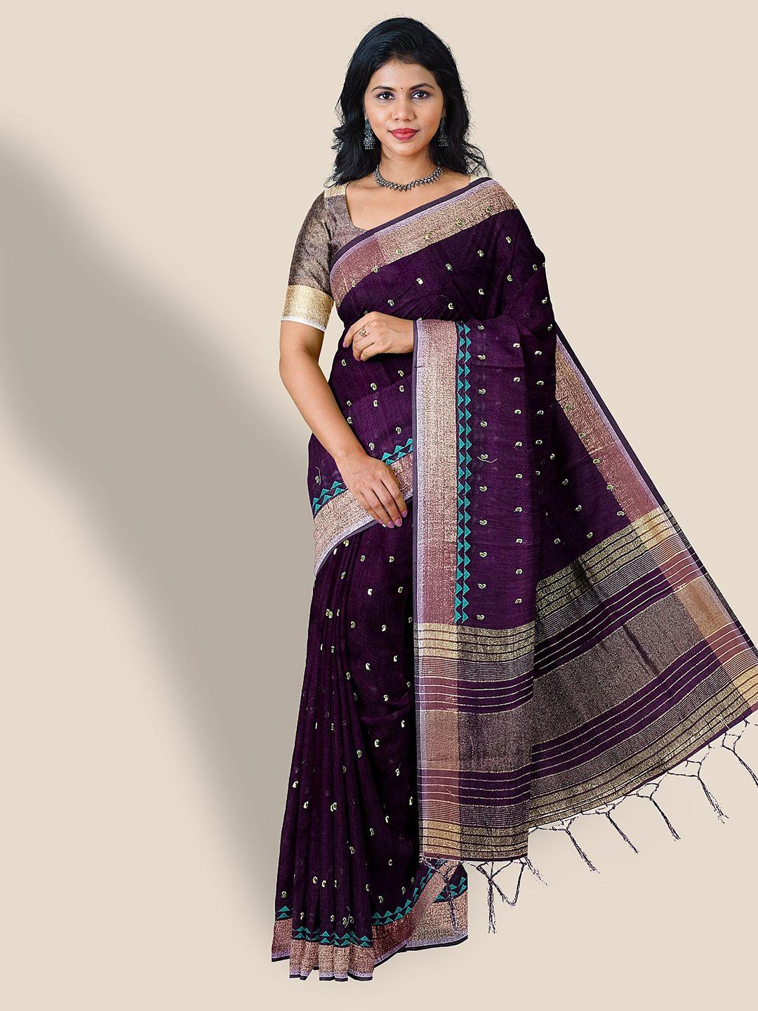 the chennai silks paisley embroidered zari jute cotton saree