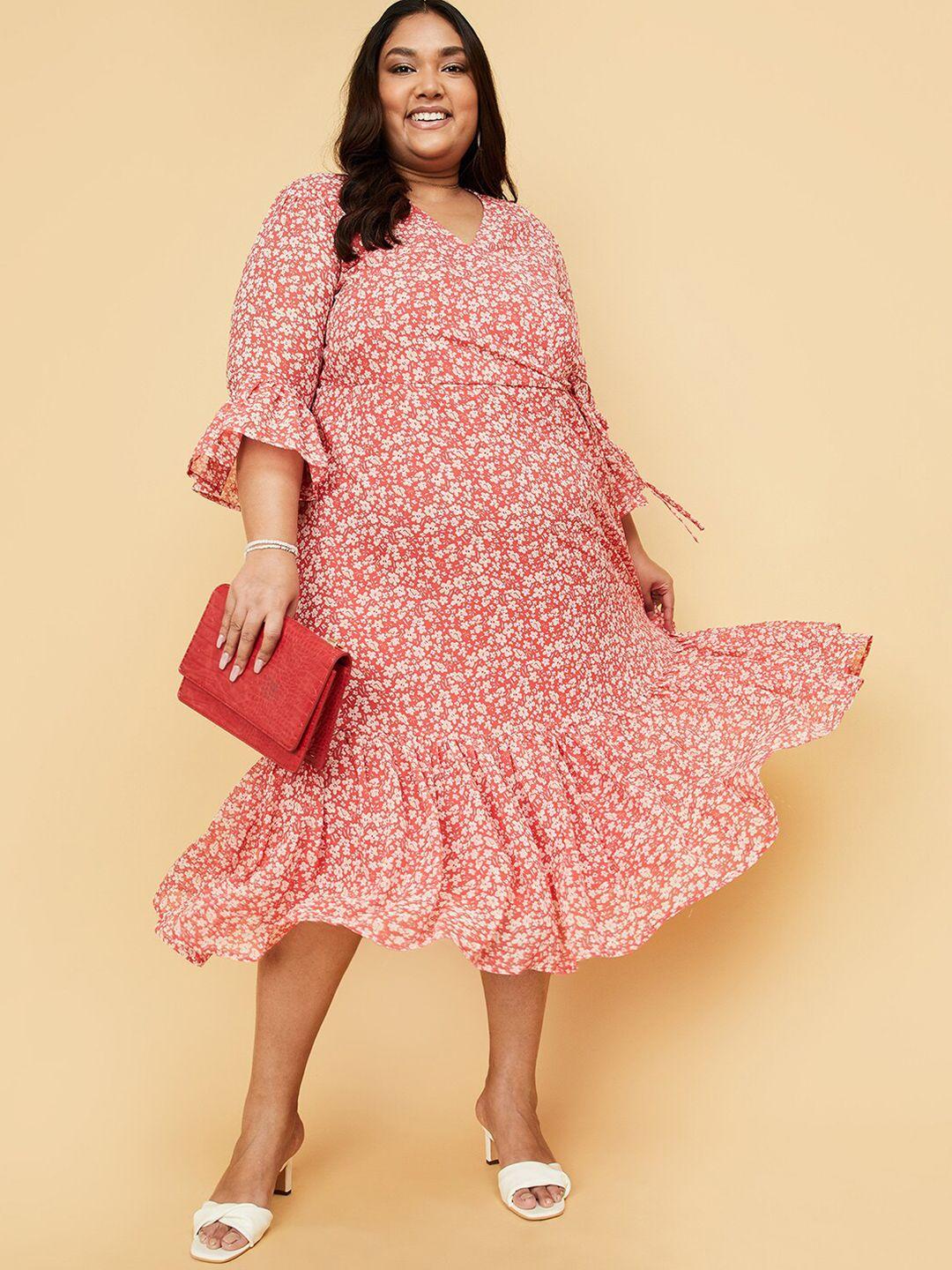 max plus size floral printed a-line midi dress