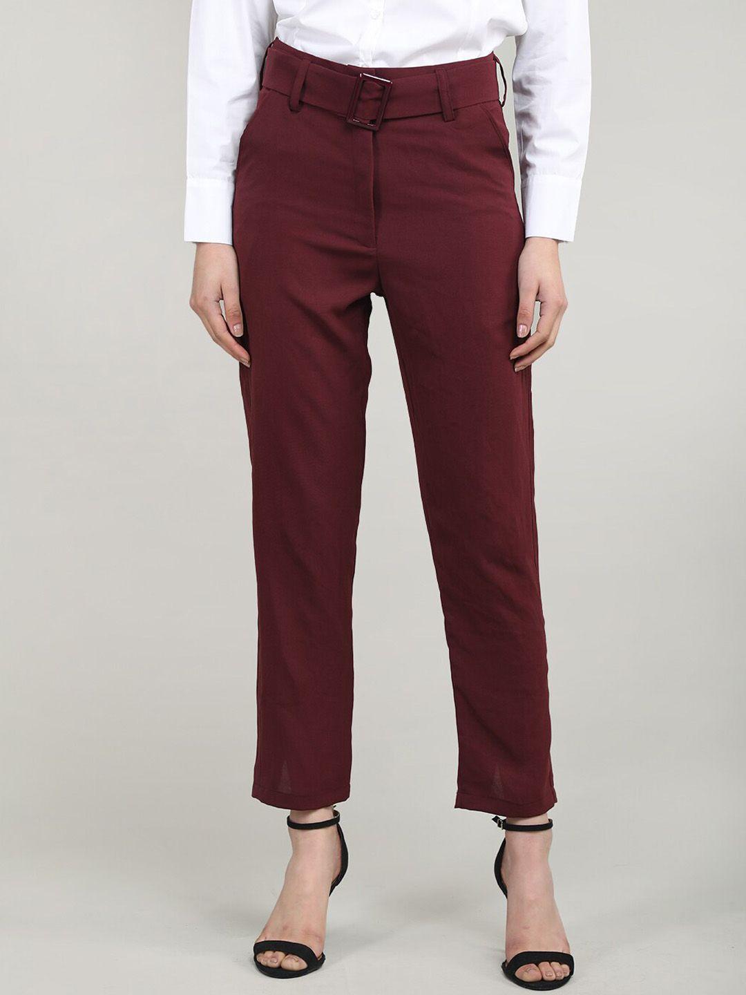 dlanxa women mid rise wrinkle free cotton formal trousers