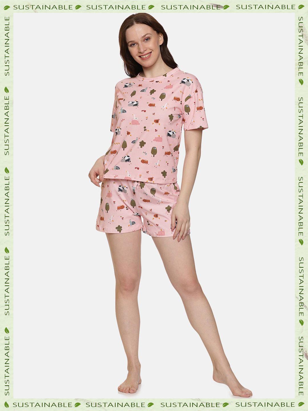 here&now conversational printed organic cotton night suit