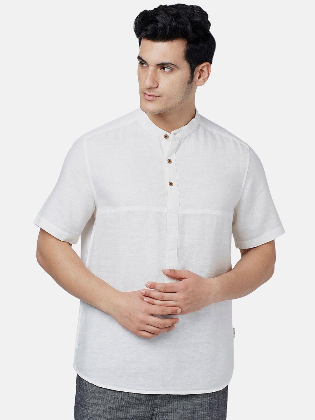 7 alt by pantaloons mandarin collar cotton linen casual shirt