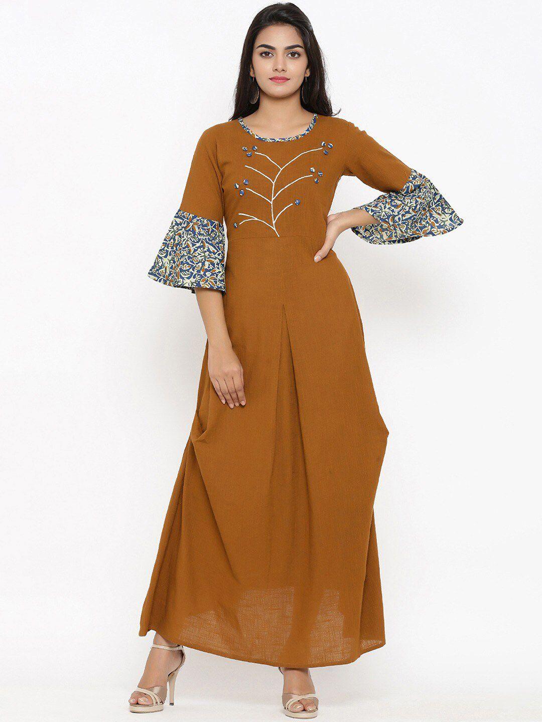 yash gallery round neck bell sleeves ethnic dress