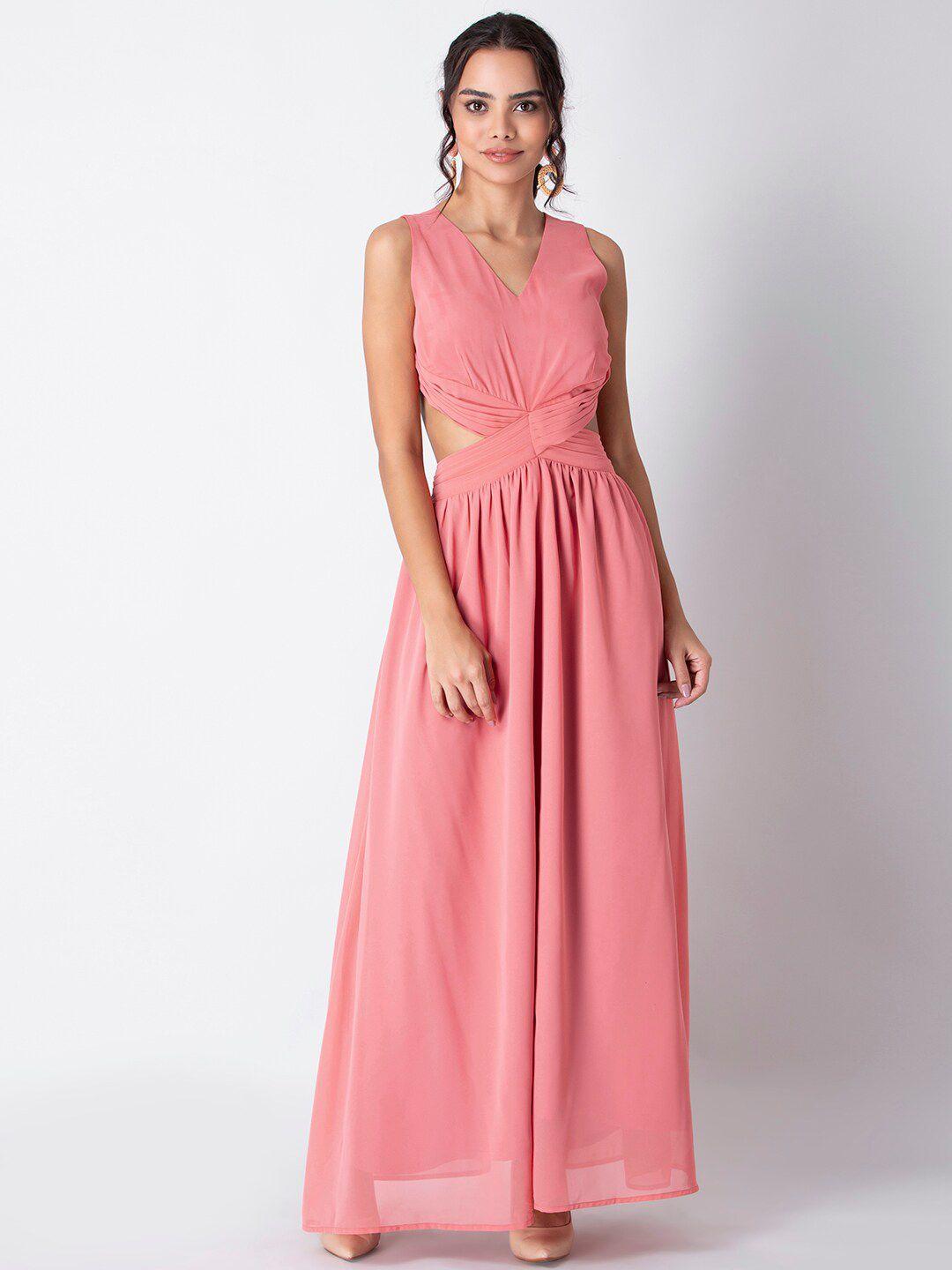 faballey v-neck sleeveless cut out flared maxi dress