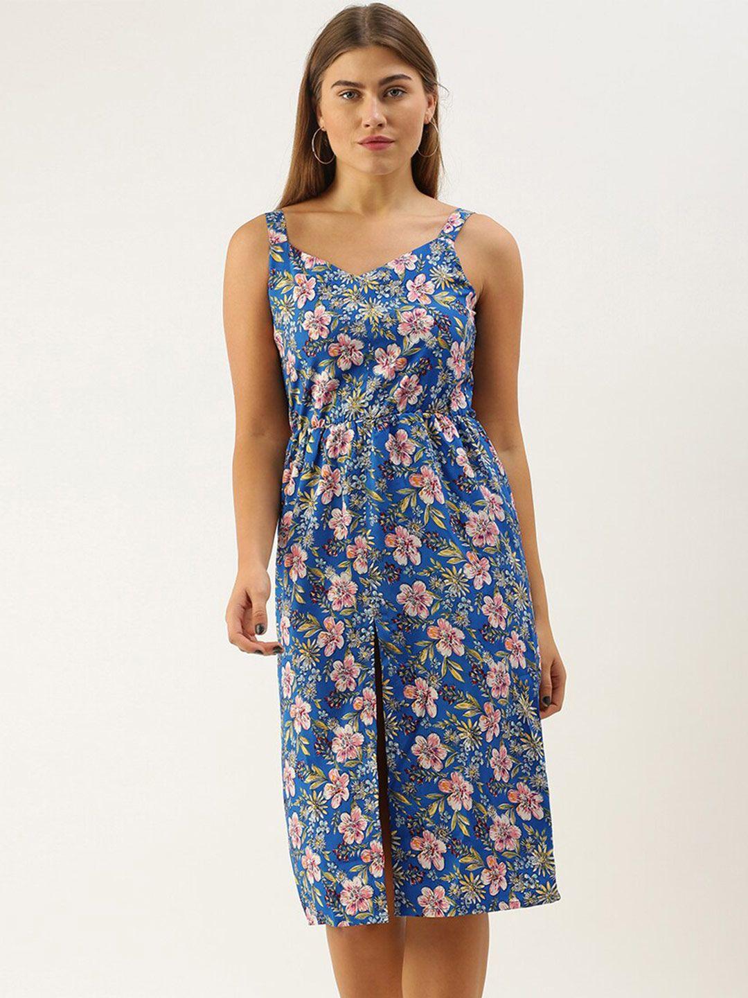 dodo & moa v-neck sleeveless floral printed a-line dress