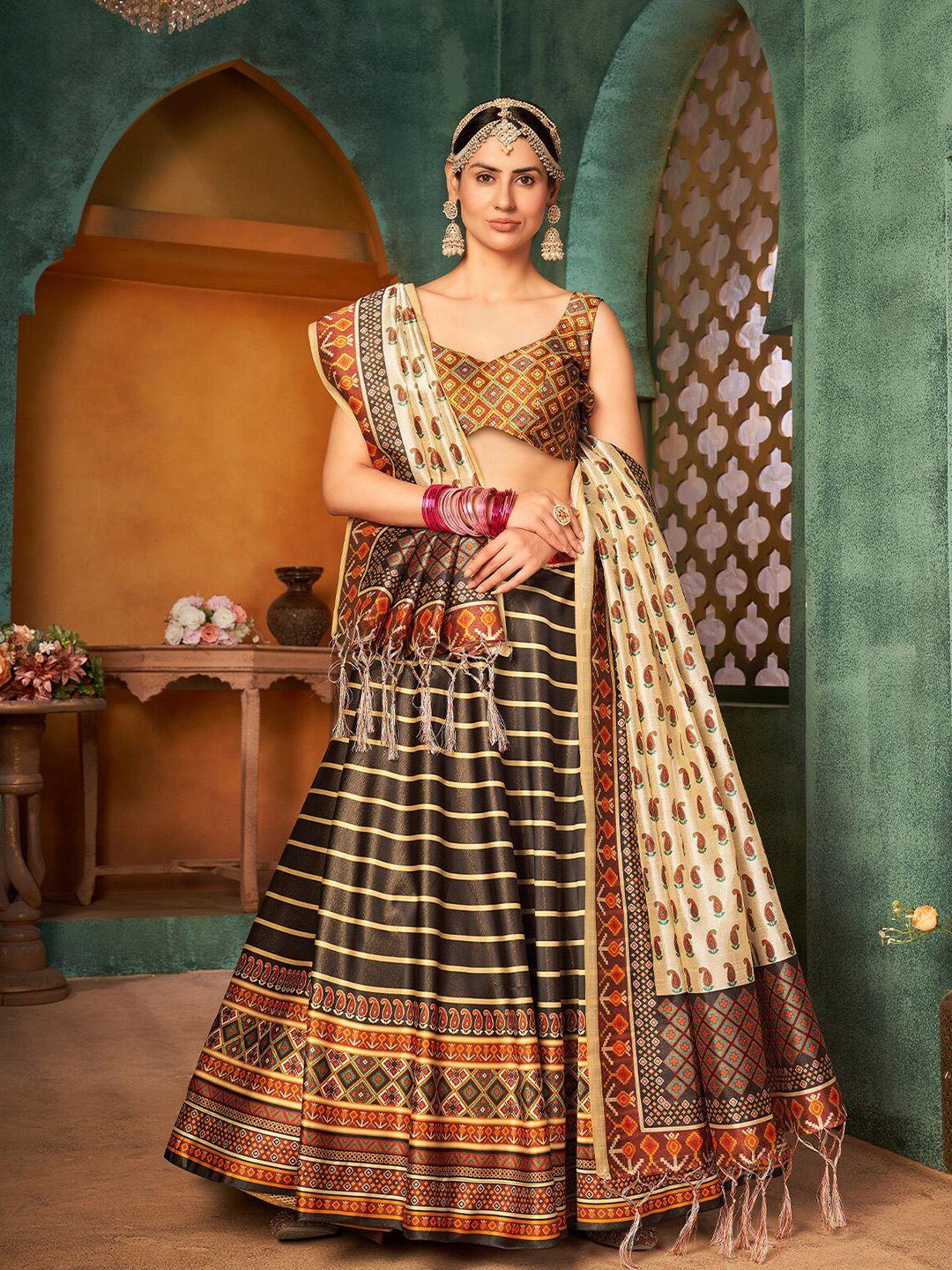 odette printed semi-stitched lehenga & unstitched blouse with dupatta