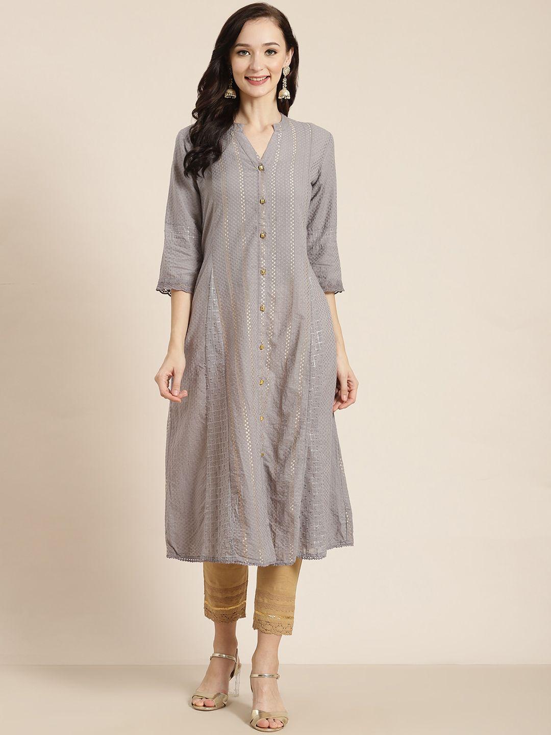 juniper ethnic motifs printed cotton dobby a-line kurta