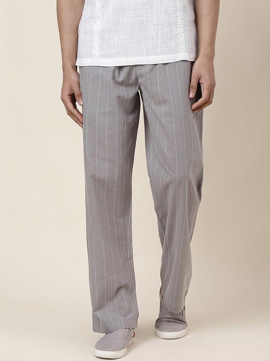 fabindia men striped cotton trousers