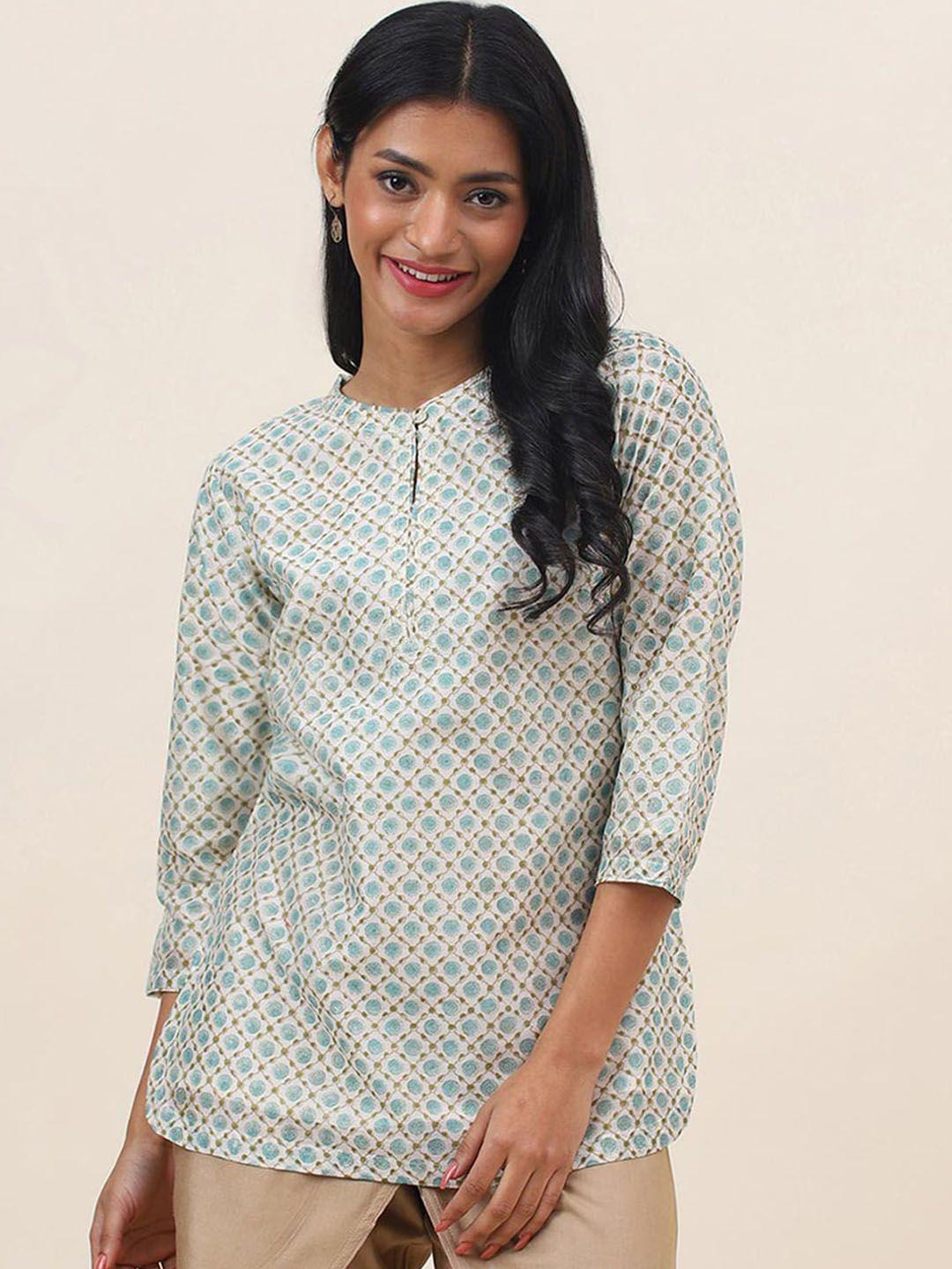 fabindia ethnic motifs printed cotton silk kurta