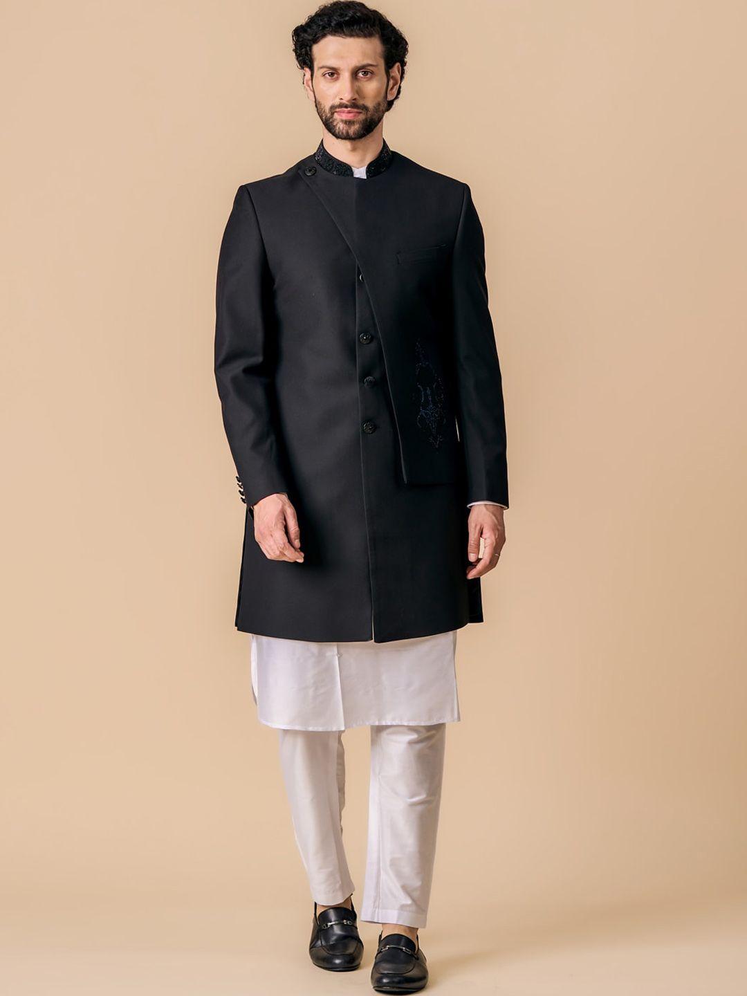 tasva asymmetrical layered indo-western sherwani