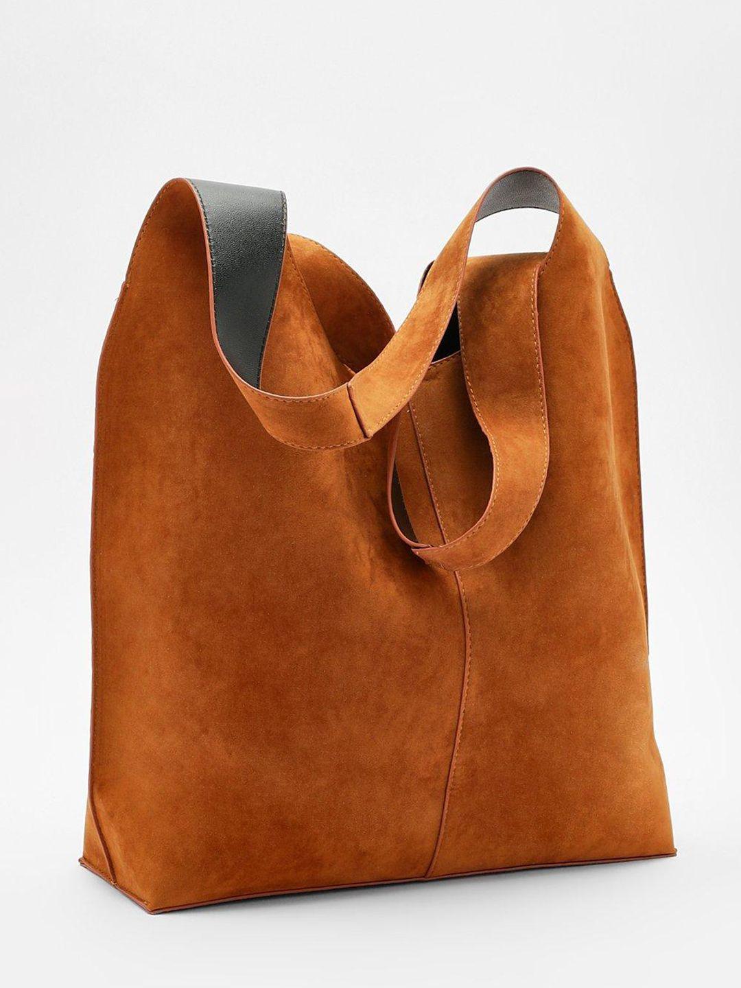 boohoo suede shopper hobo bag