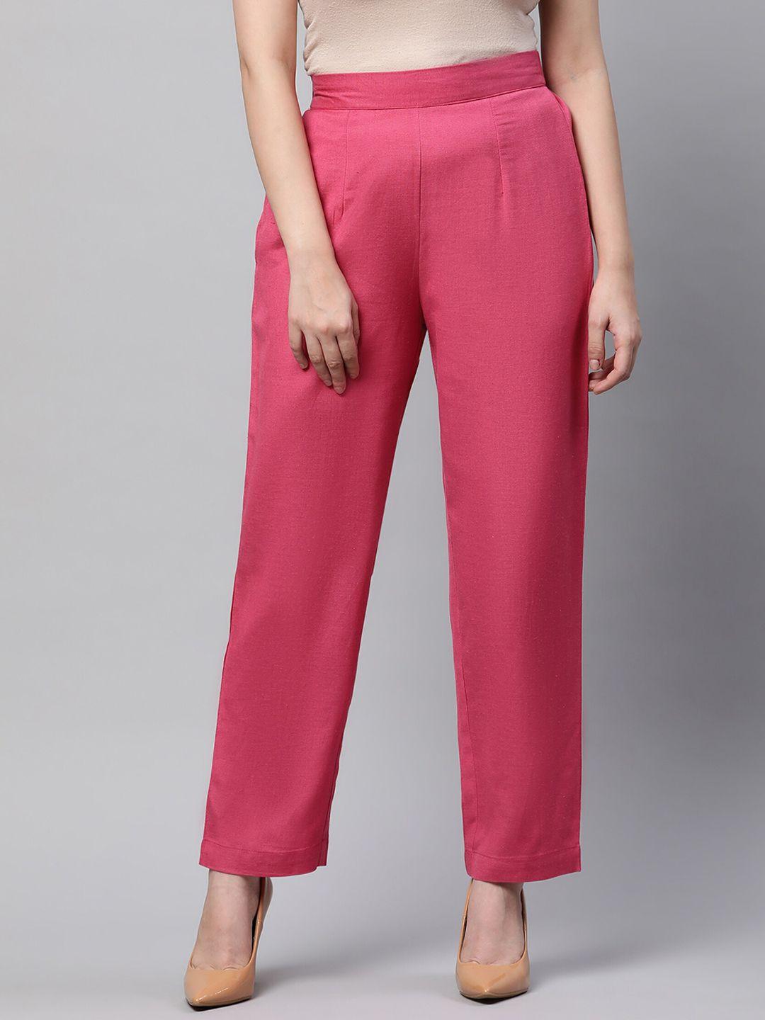 linen club woman women pink high-rise trousers