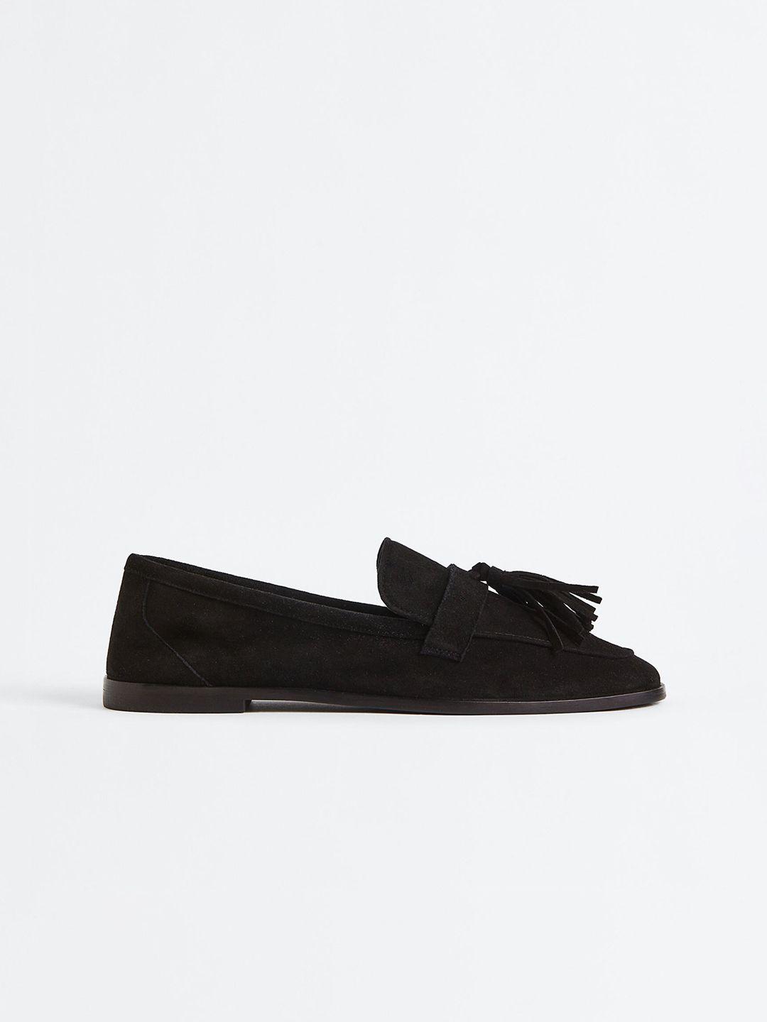 h&m women tasselled suede loafers