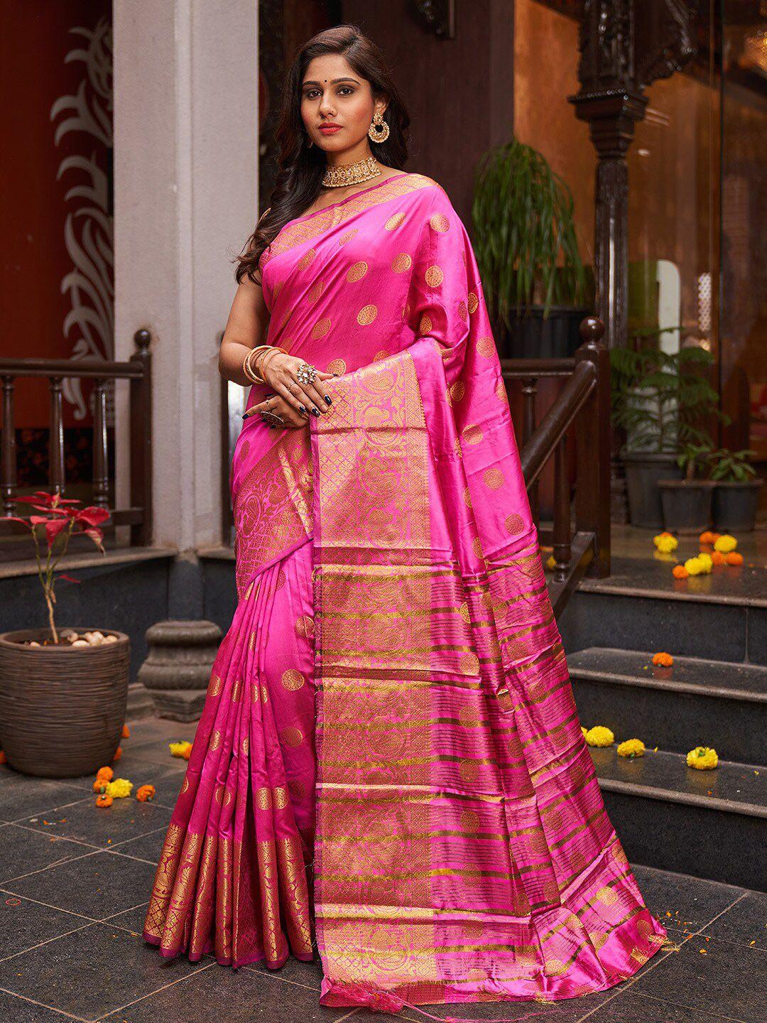 karagiri ethnic motif woven zari silk blend saree