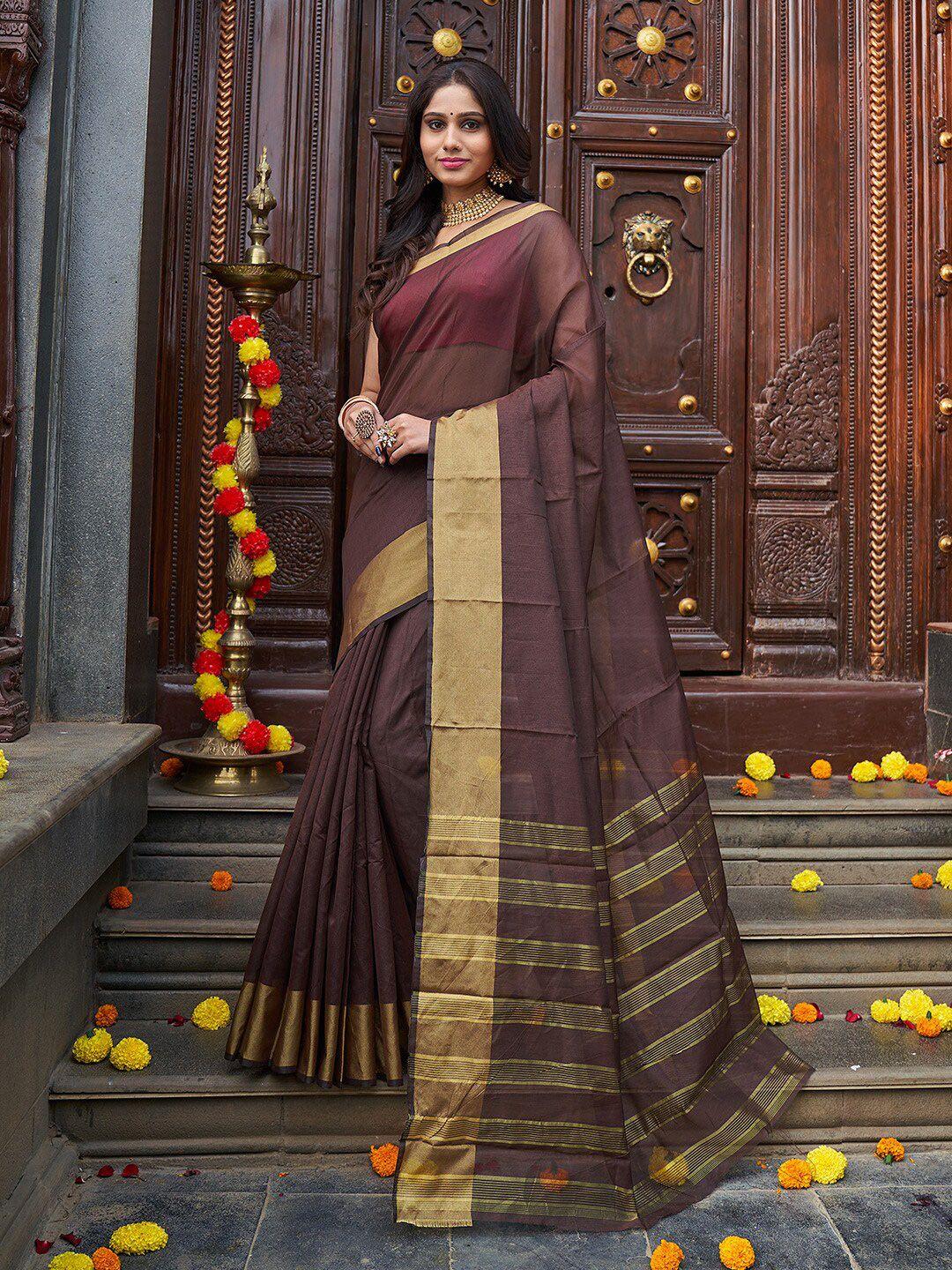 karagiri silk blend saree with zari border