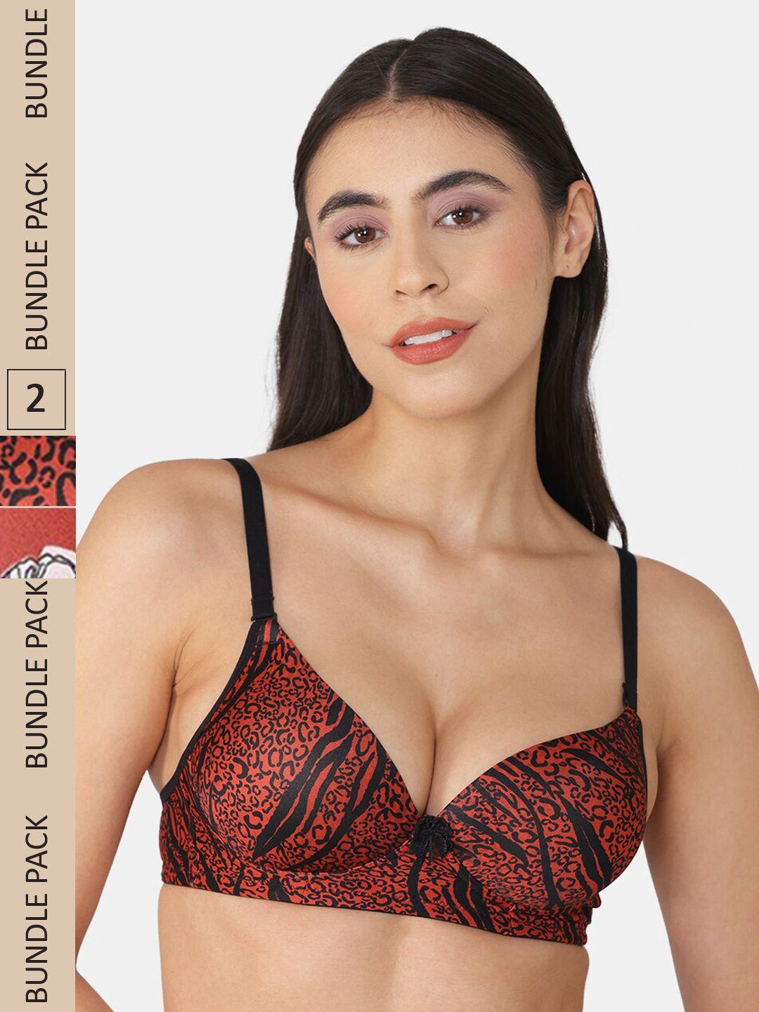 tweens pack of 2 floral printed heavily padded seamless balconette bra