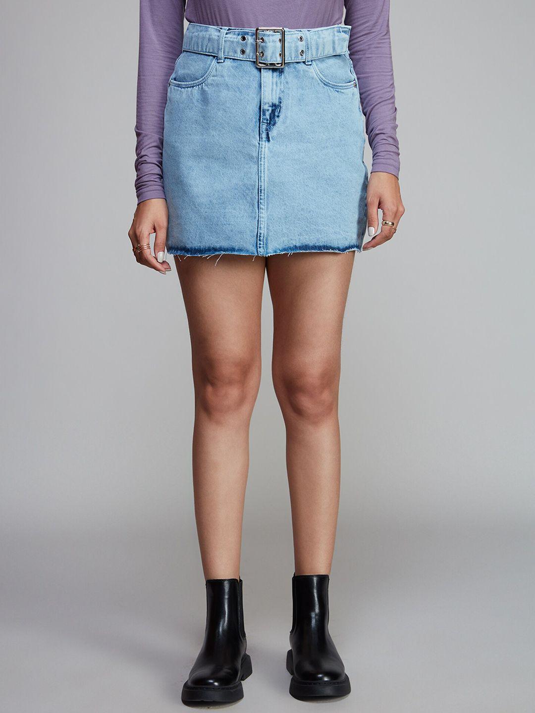 20dresses mini-length pure cotton a-line denim skirt