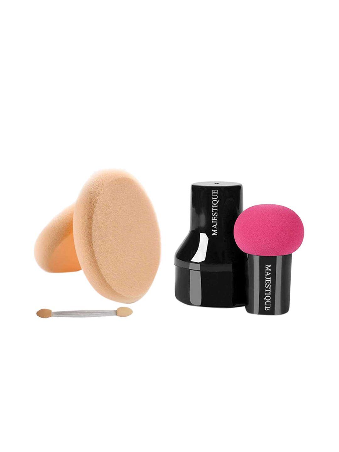 majestique set of mushroom sponge beauty blender & flat cream round sponge