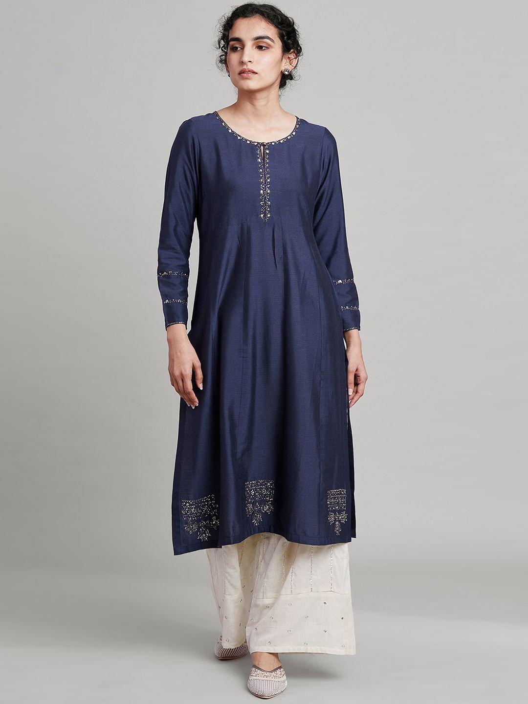 w the folksong embroidered thread work kurta