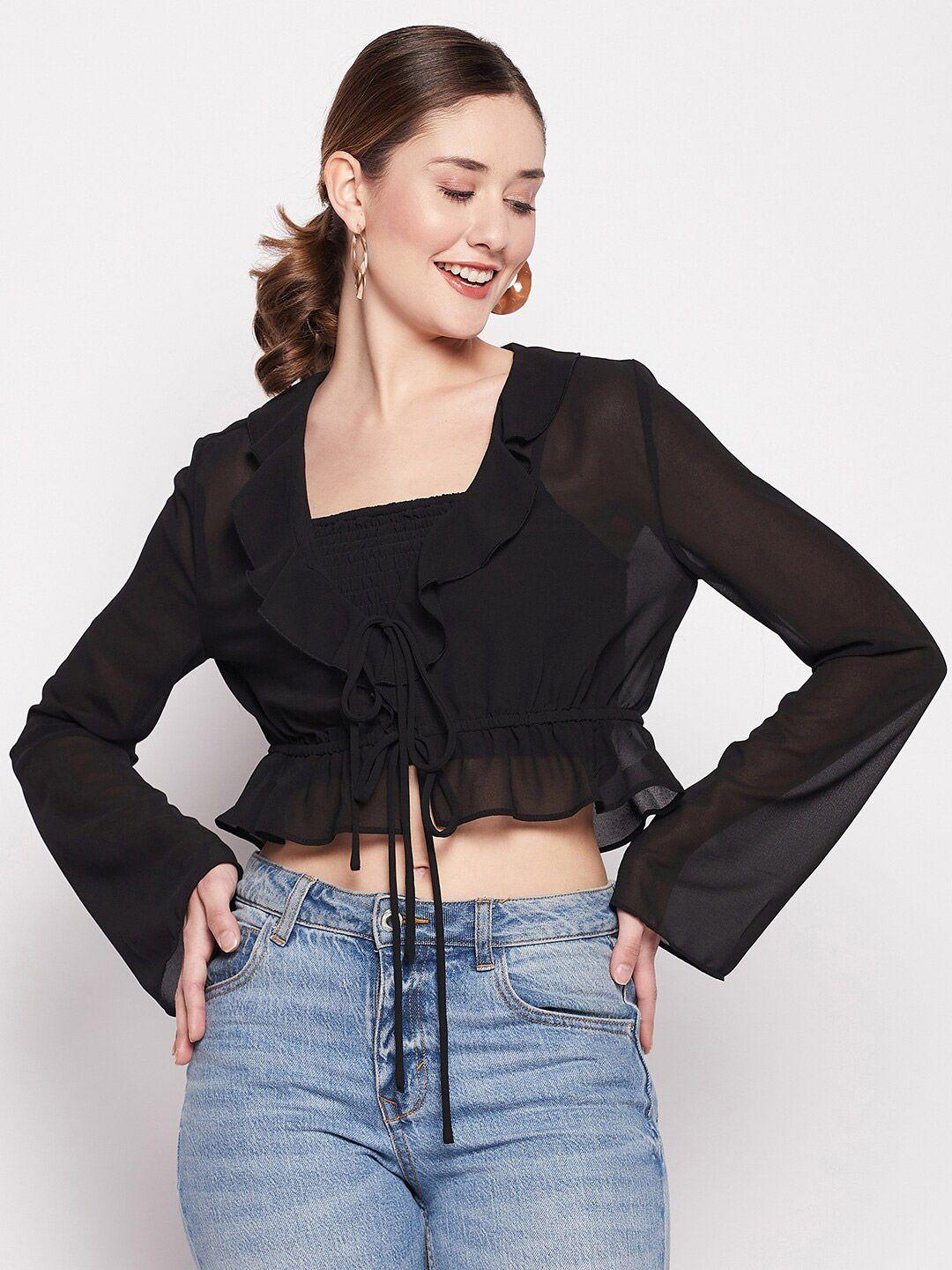 madame women crop tie-up shrug