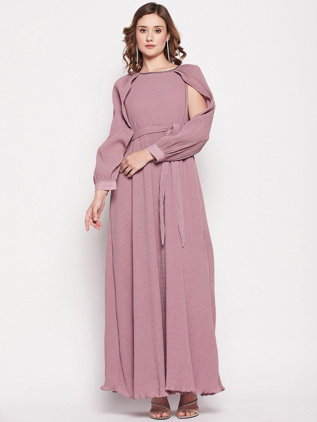 madame round neck puff sleeves maxi dress