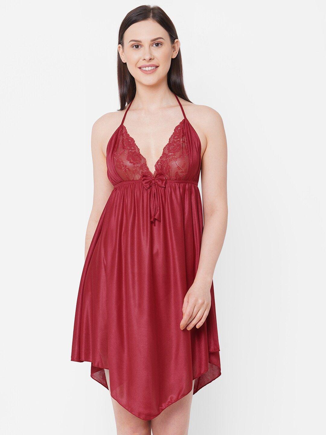 noira satin halter neck baby doll with asymmetric