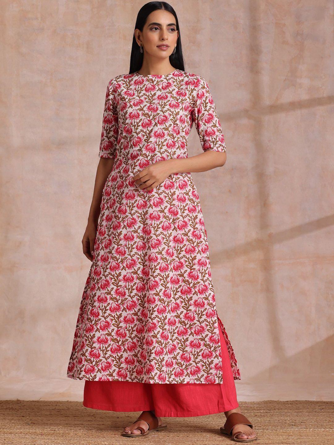 truebrowns floral printed pure cotton kurta with palazzos