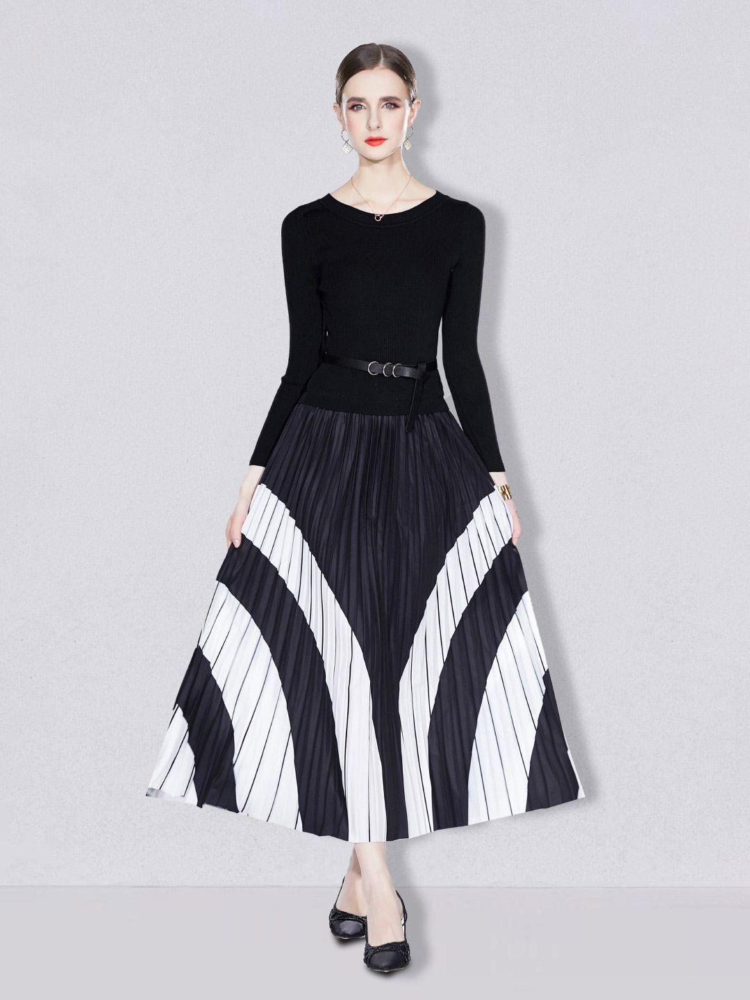 jc collection round neck striped midi dress