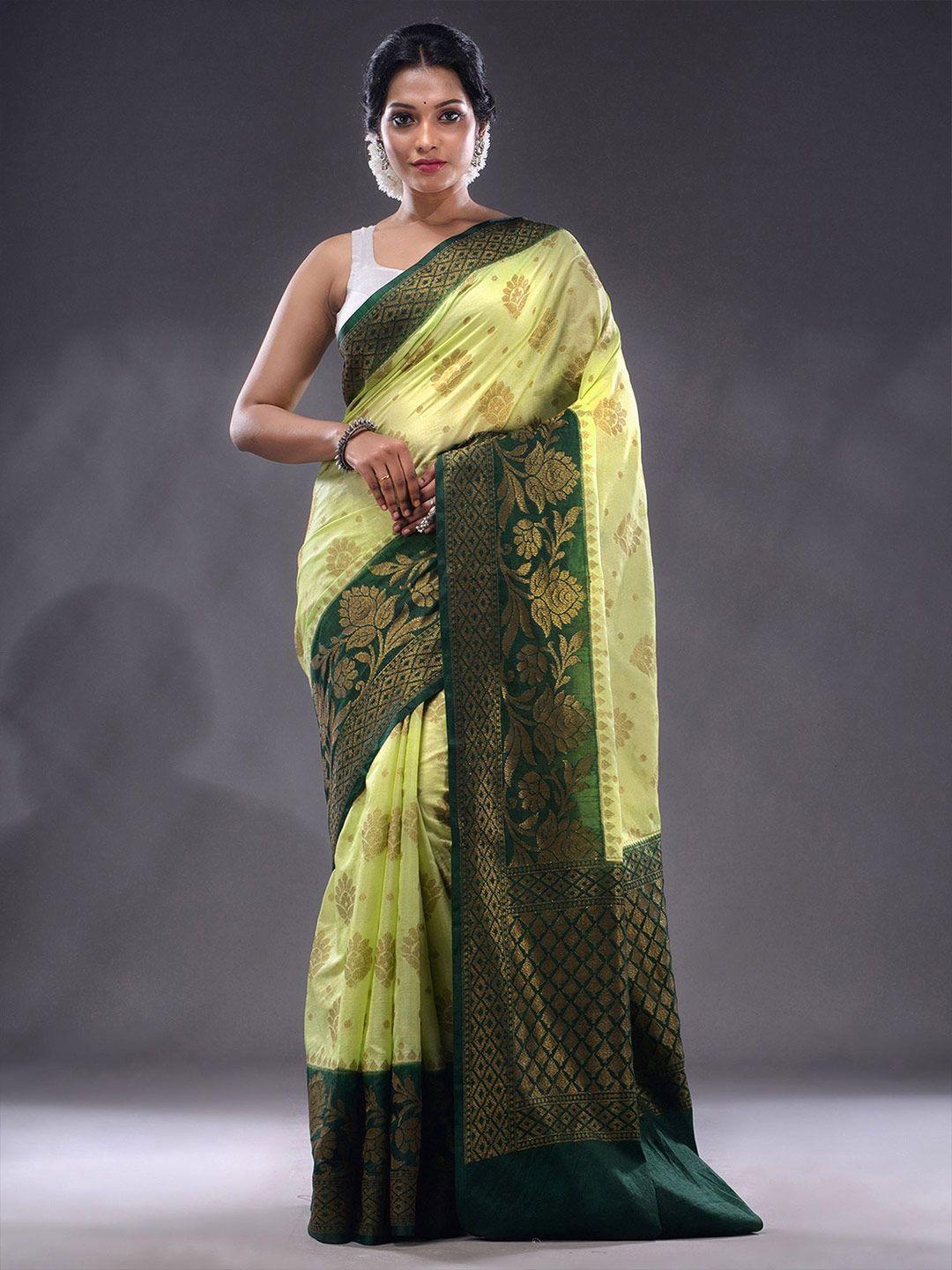 charukriti floral motif woven design zari saree